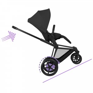 Poussette duo électrique e-priam 3 avec nacelle pliable châssis matt black sepia black Cybex