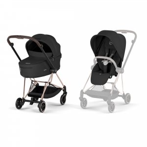 Poussette duo compacte mios 4 avec nacelle pliable châssis rosegold sepia black Cybex