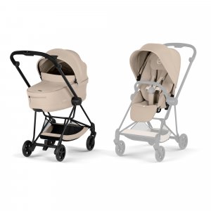 Poussette duo compacte mios 4 avec nacelle pliable châssis matt black cozy beige Cybex