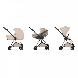 Poussette duo compacte mios 4 avec nacelle pliable châssis matt black cozy beige Cybex