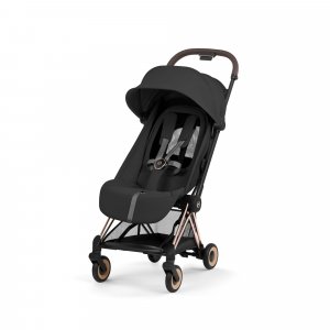 Poussette duo compacte coya 2 avec nacelle pliable châssis rosegold sepia black Cybex