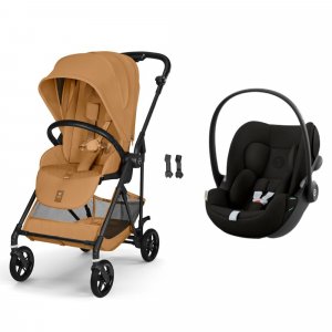 Poussette duo melio carbon 6 cinnamon yellow avec siège auto cloud g i-size Cybex
