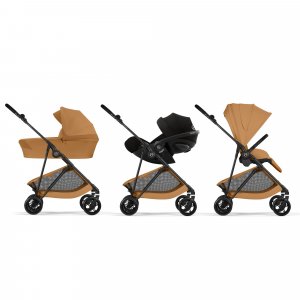 Poussette duo melio carbon 6 cinnamon yellow avec siège auto cloud t i-size Cybex