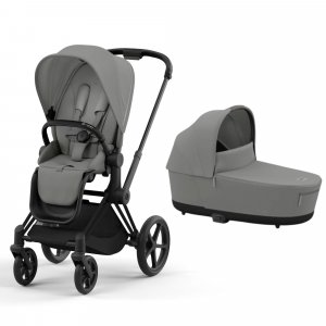 Poussette duo priam 4 mirage grey châssis matt black + nacelle luxe Cybex