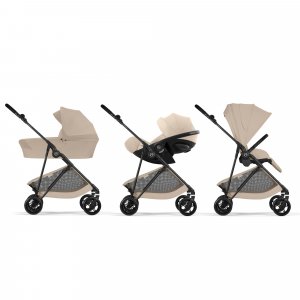 Poussette duo melio carbon 6 almond beige avec siège auto cloud g3 i-size Cybex