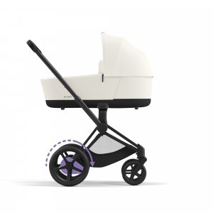 Poussette duo e-priam 2 off white châssis matt black + nacelle luxe Cybex