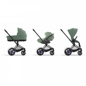 Poussette duo e-priam 2 leaf green châssis matt black + nacelle luxe Cybex
