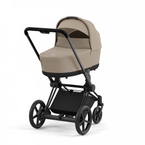 Poussette duo e-priam 2 cozy beige châssis matt black + nacelle luxe Cybex