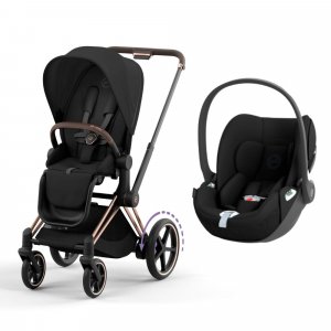Poussette duo e-priam 2 sepia black châssis rose gold + cloud t i-size Cybex