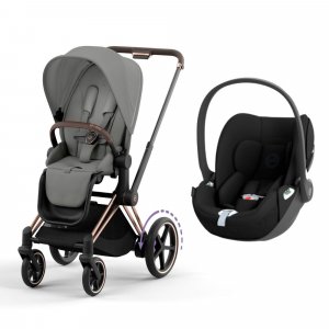 Poussette duo e-priam 2 mirage grey châssis rose gold + cloud t i-size Cybex