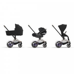 Poussette duo e-priam 2 mirage grey châssis rose gold + cloud t i-size Cybex