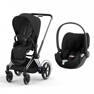 Poussette duo e-priam 2 sepia black châssis chrome black + cloud t i-size Cybex