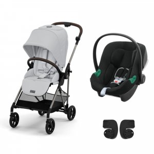 Poussette duo melio 4 fog grey + siège auto aton b2 i-size Cybex