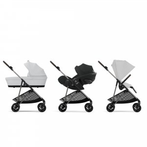 Poussette duo melio 4 fog grey + siège auto aton b2 i-size Cybex