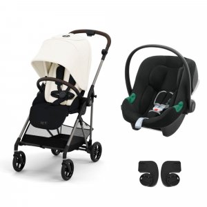 Poussette duo melio 4 canvas white + siège auto aton b2 i-size Cybex