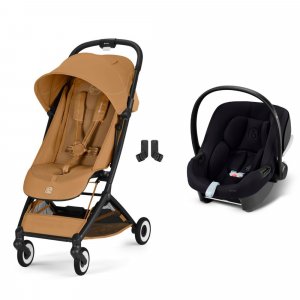 Poussette duo orfeo 3 compacte cinnamon yellow avec siège auto aton b2 i-size Cybex