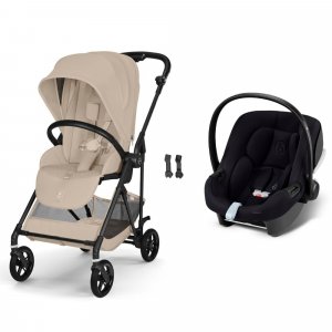 Poussette duo melio carbon 6 almond beige avec siège auto aton b2 i-size Cybex