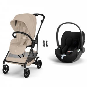 Poussette duo melio carbon 6 almond beige avec siège auto cloud t i-size Cybex