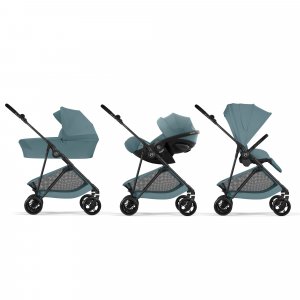 Poussette duo melio carbon 6 stormy blue avec siège auto cloud g i-size Cybex