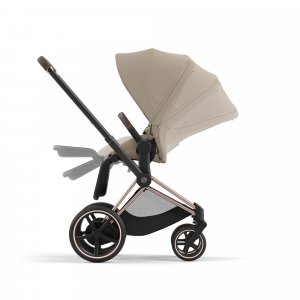Poussette duo e-priam 2 cozy beige châssis chrome black + cloud g i-size Cybex