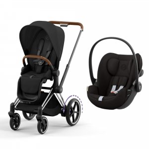 Poussette duo e-priam 2 sepia black châssis chrome brown + cloud g i-size Cybex