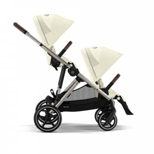 Poussette double e-gazelle s seashell beige châssis taupe Cybex