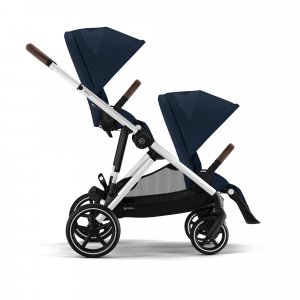 Poussette double e-gazelle s ocean blue châssis silver Cybex