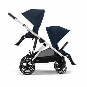 Poussette double e-gazelle s ocean blue châssis silver Cybex