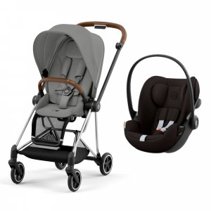 Poussette duo mios 3 mirage grey châssis chrome brown + cloud g i-size Cybex