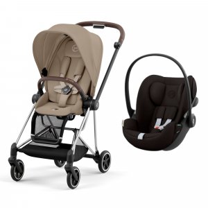Poussette duo mios 3 cozy beige châssis chrome brown + cloud g i-size Cybex