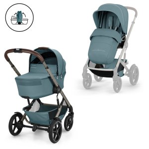 Poussette duo tout terrain talos s lux 4 avec nacelle pliable stormy blue Cybex
