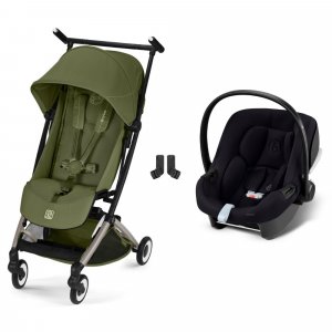 Poussette duo libelle 5 ultra compacte moss green avec siège auto aton b2 i-size Cybex