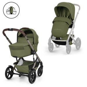 Poussette duo tout terrain talos s lux 4 avec nacelle pliable moss green Cybex