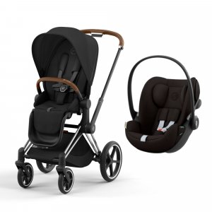 Poussette duo priam 4 sepia black châssis chrome brown + siège auto cloud g i-size Cybex