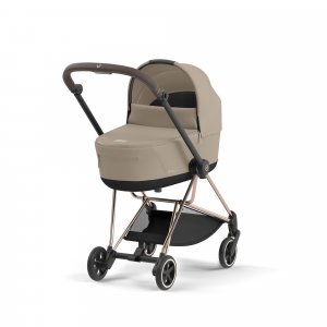 Poussette duo mios 3 cozy beige châssis rose gold + nacelle luxe Cybex