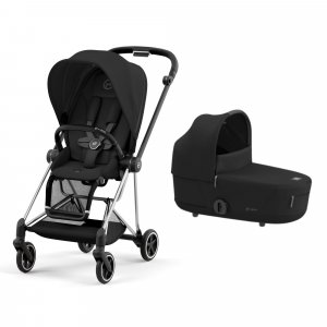 Poussette duo mios 3 sepia black châssis chrome black + nacelle luxe Cybex