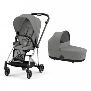 Poussette duo mios 3 mirage grey châssis chrome black + nacelle luxe Cybex