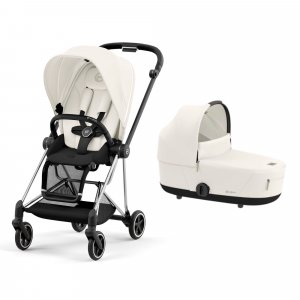 Poussette duo mios 3 off white châssis chrome black + nacelle luxe Cybex