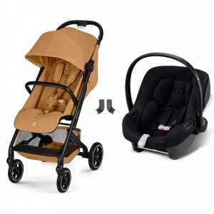 Poussette duo beezy 4 compacte cinnamon yellow avec siège auto aton b2 i-size Cybex