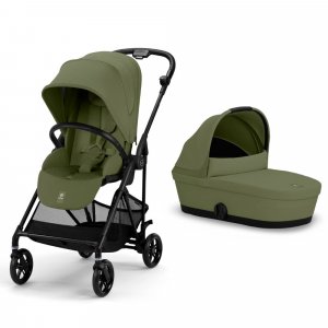 Poussette duo melio carbon moss green + nacelle melio cot Cybex