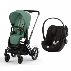 Poussette duo e-priam 2 leaf green châssis matt black + cloud g i-size Cybex