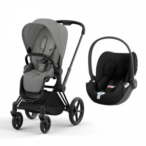 Poussette duo priam 4 mirage grey châssis matt black + siège auto cloud t i-size Cybex