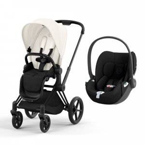 Poussette duo priam 4 off white châssis matt black + siège auto cloud t i-size Cybex
