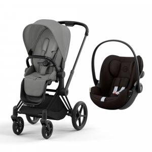 Poussette duo priam 4 mirage grey châssis matt black + siège auto cloud g i-size Cybex