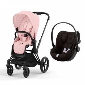 Poussette duo priam 4 peach pink châssis matt black + siège auto cloud g i-size Cybex