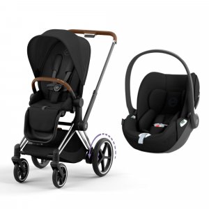 Poussette duo e-priam 2 sepia black châssis chrome brown + cloud t i-size Cybex