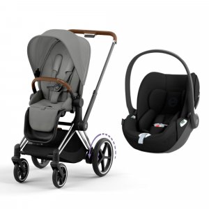 Poussette duo e-priam 2 mirage grey châssis chrome brown + cloud t i-size Cybex