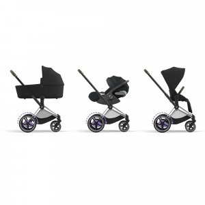 Poussette duo e-priam 2 mirage grey châssis chrome brown + cloud t i-size Cybex