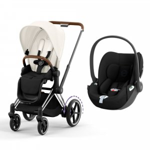 Poussette duo e-priam 2 off white châssis chrome brown + cloud t i-size Cybex