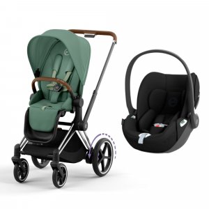 Poussette duo e-priam 2 leaf green châssis chrome brown + cloud t i-size Cybex
